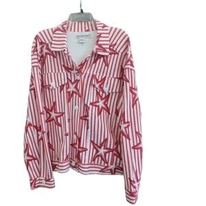 VTG Outlander starfish cotton knit jacket, 2X EUC